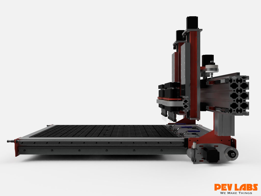 Multi Head CNC Router Side View