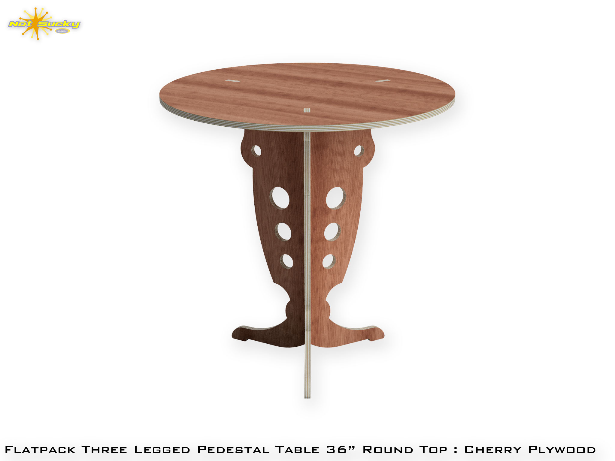 Cherry Ply Three Leg Flat Pack Table