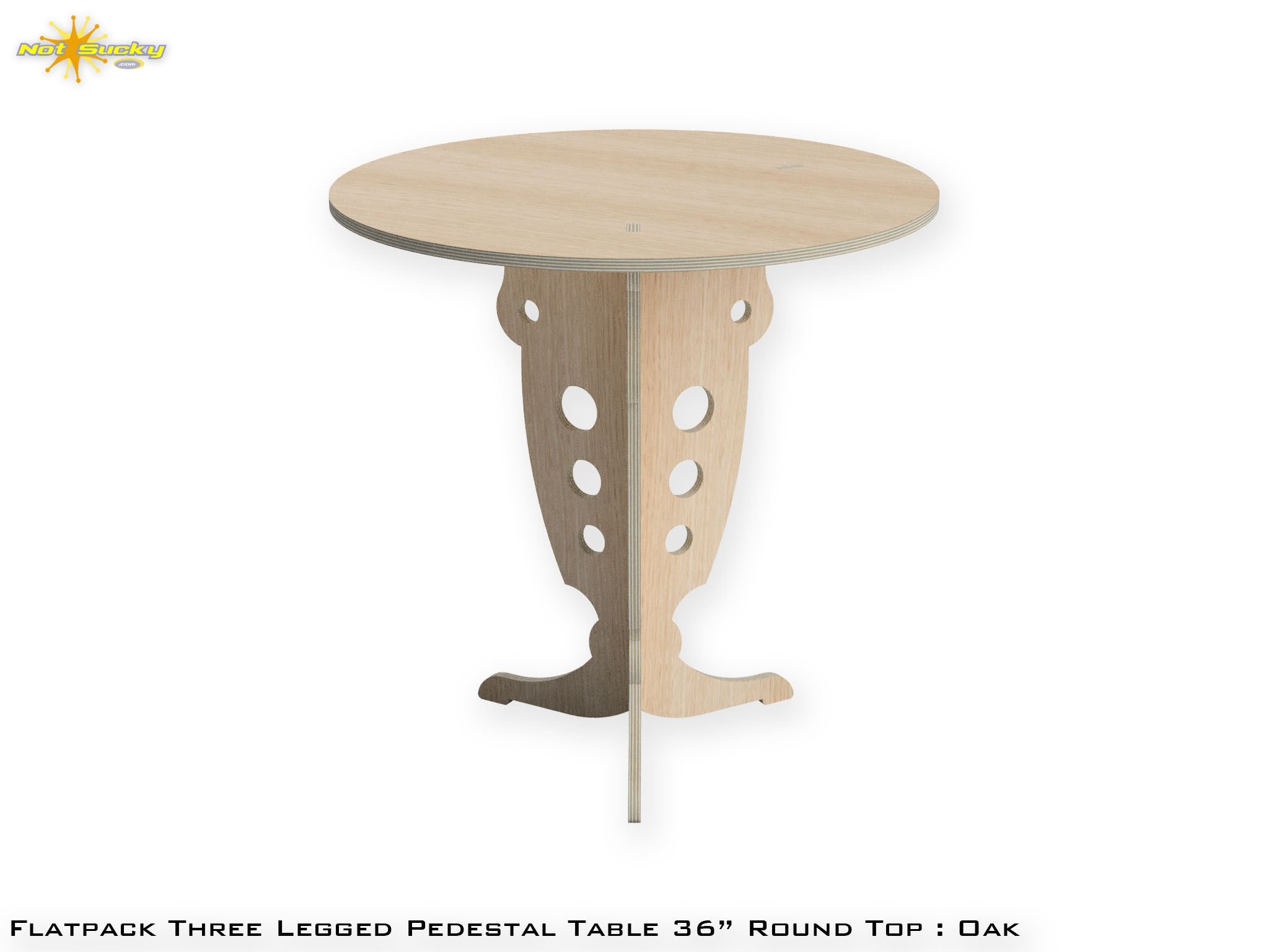 Round Oak Three Legged Flat Pack Table