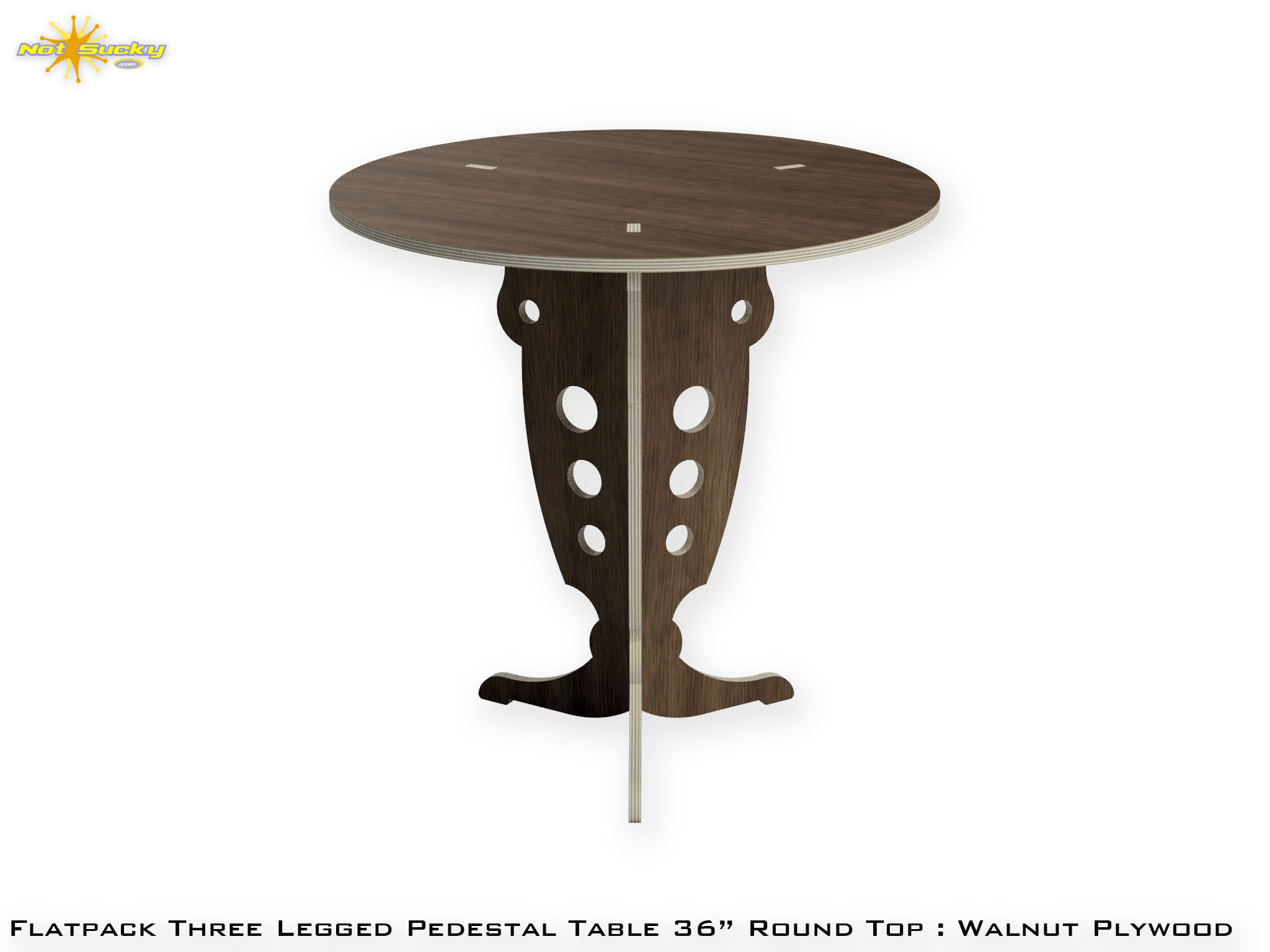 Walnut Ply Three Leg Flat Pack Table