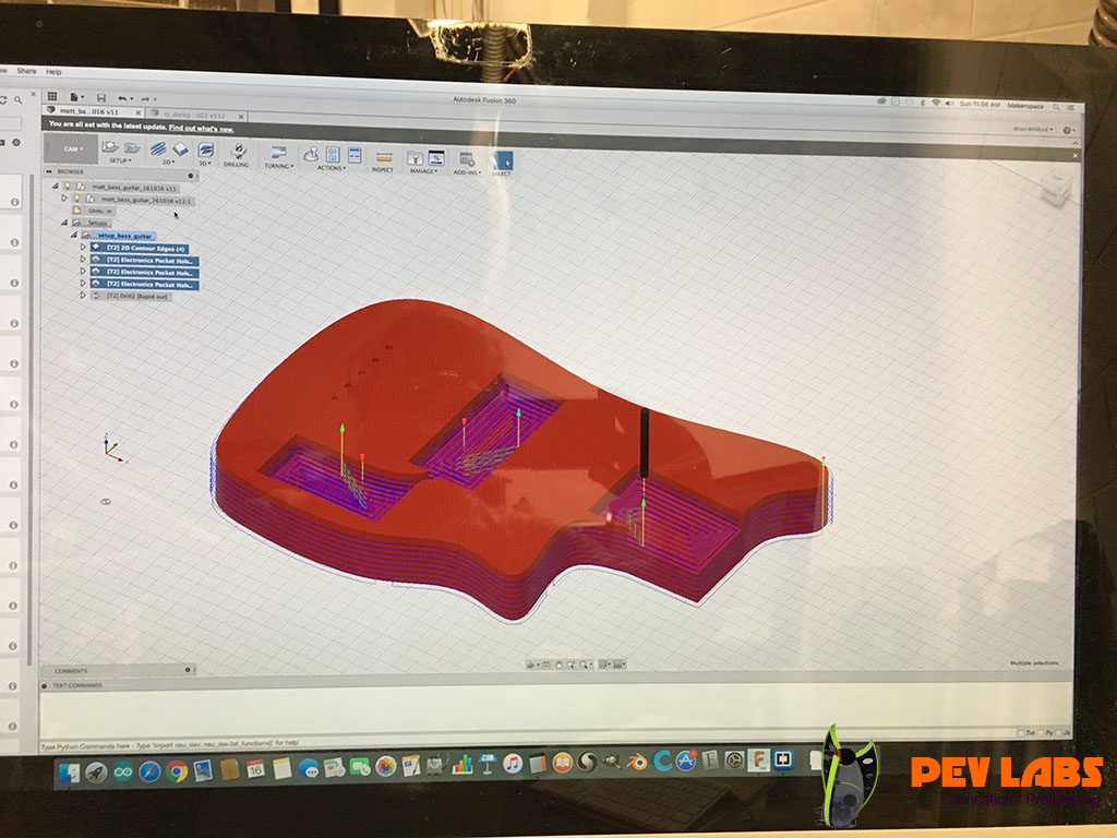 Cam Tool Paths on 3D Model - Digial Guitar Fabrication