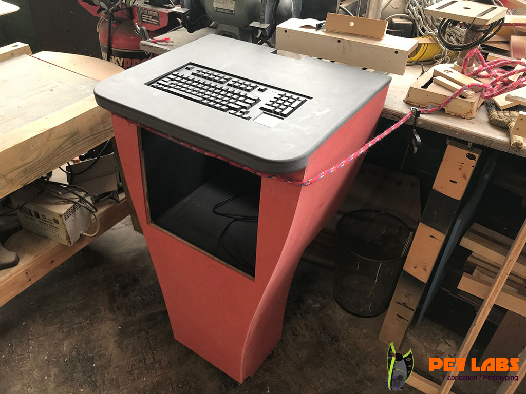 Black and Red MDF Kiosk