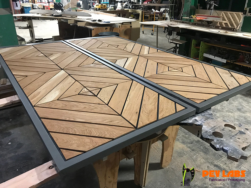 Applying Hardwood Pattern on Chevron Custom Doors